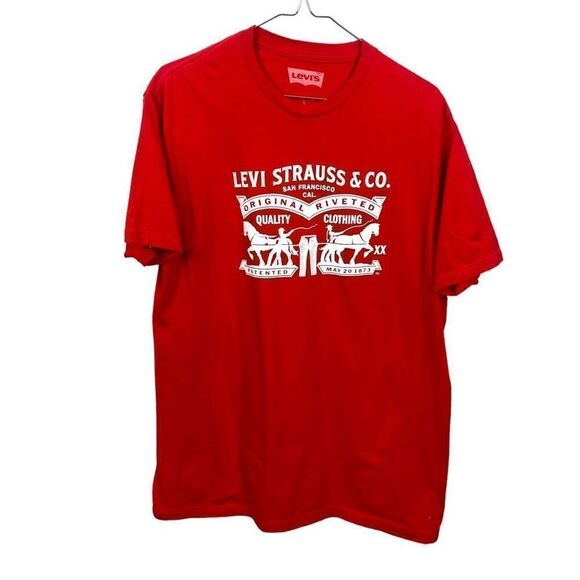 Levi Strauss Co Men Graphic T-Shirt Short Sleeves Red - Picture 1 of 3
